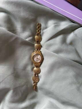 Swatch Gold-Tone Women's Bracelet Watch with White Dial